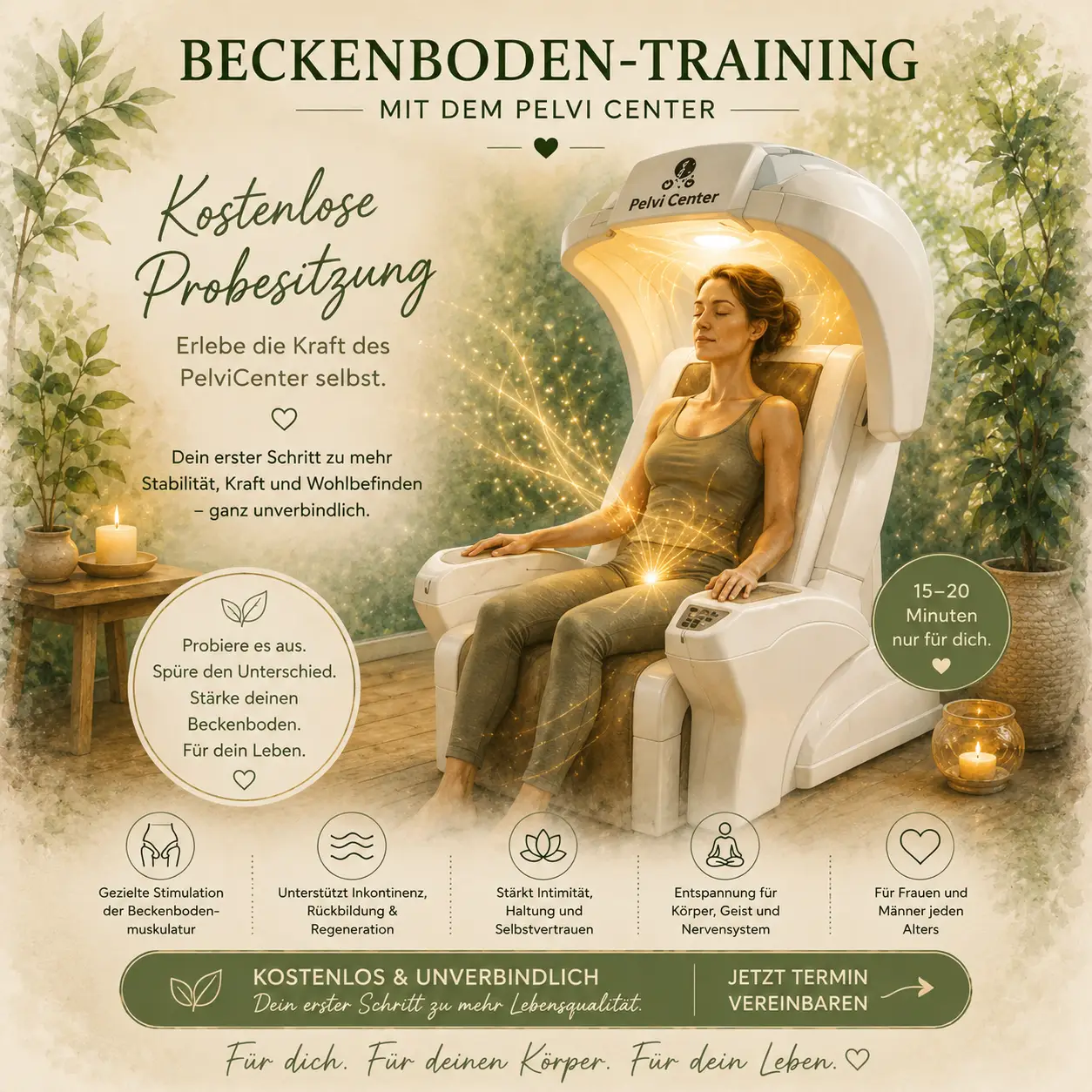 Frau auf Beckenbodenstuhl
